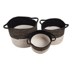Opbergmand Set van 3 Ø 52 Ø 46 Ø 37 cm Zwart Touw Mand