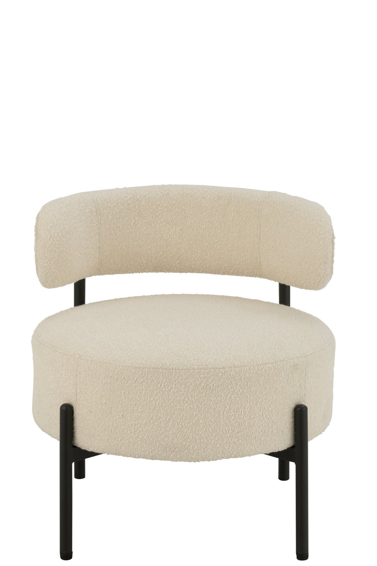 J-Line loungestoel Bouclé - multiplex/polyester - wit/zwart