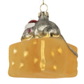Kersthanger Muis 8x8x8 cm Geel Glas