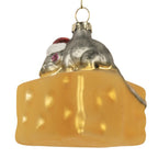 Kersthanger Muis 8x8x8 cm Geel Glas