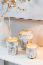 J-Line geurkaars Noa Bos - Ayra - glas - wit/goud - small - 50U
