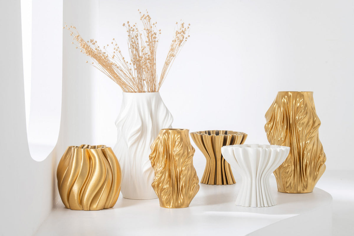 J-Line vaas 3D Print Onregelmatig Breed - porselein - wit
