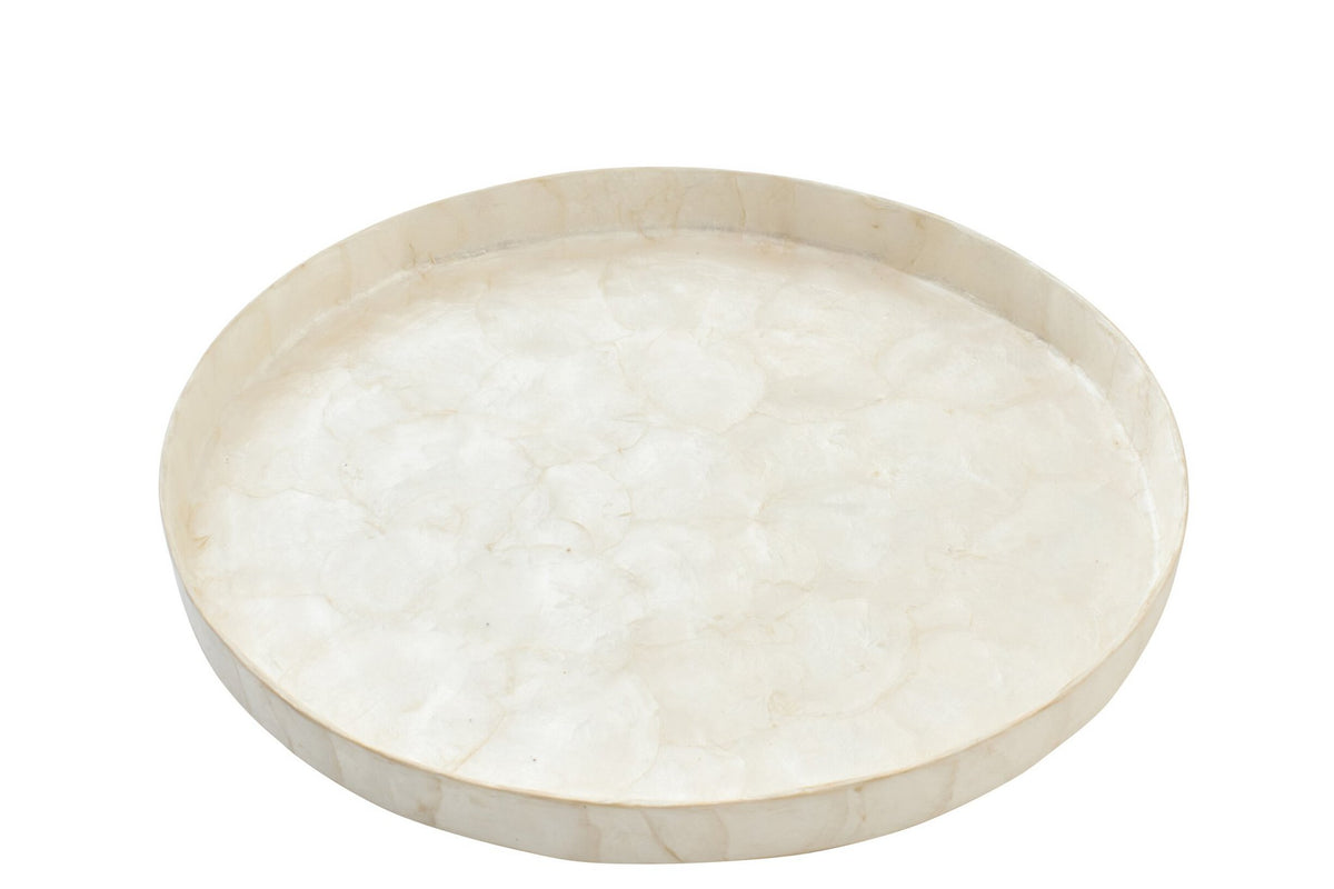 J-Line decoratie plateau Schelp - polyresin - wit - L