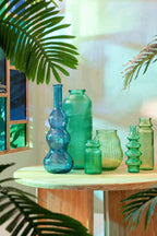 J-Line vaas Gestreept - glas - smaragdgroen