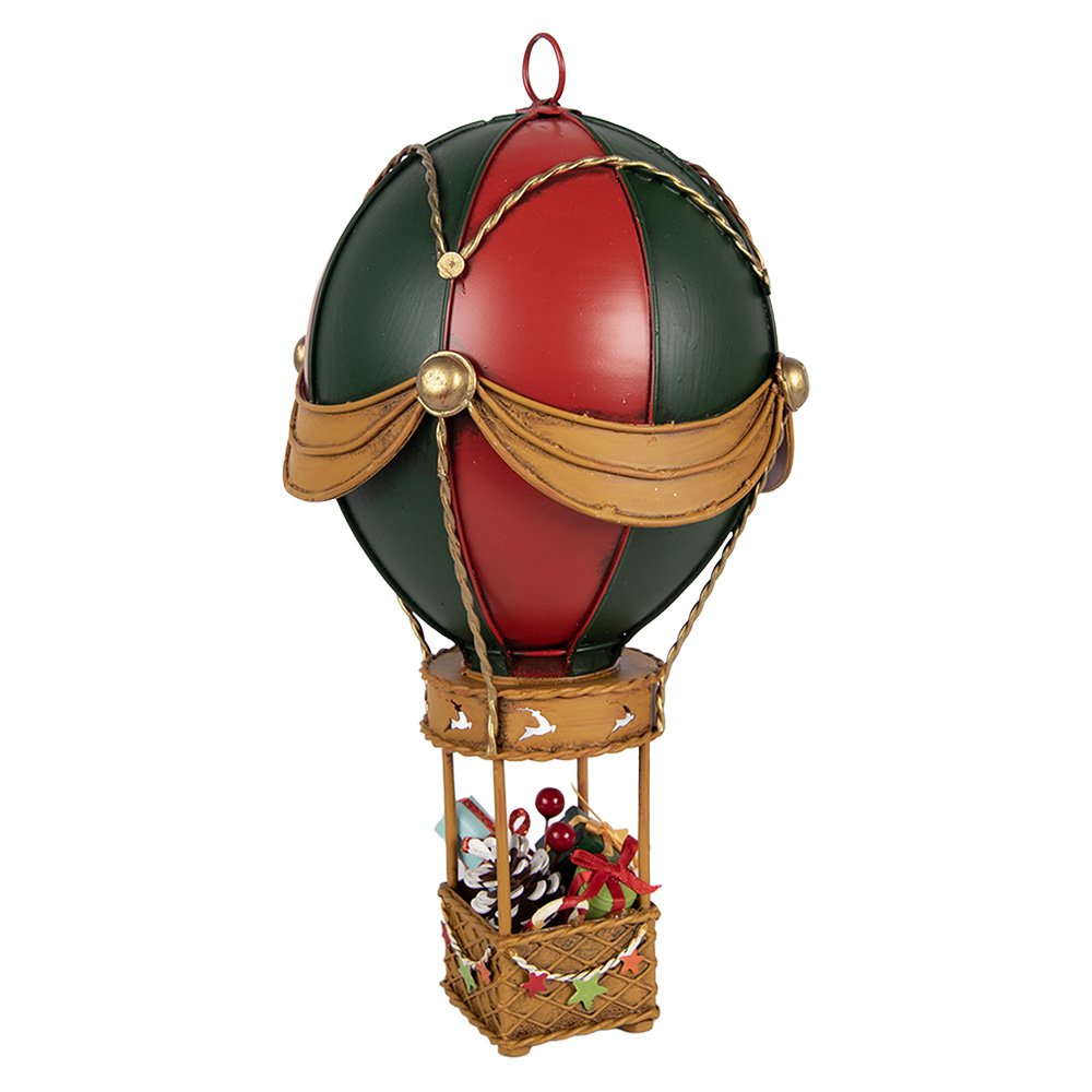 Kerstdecoratie Beeld Luchtballon Ø 12x27 cm Rood Metaal