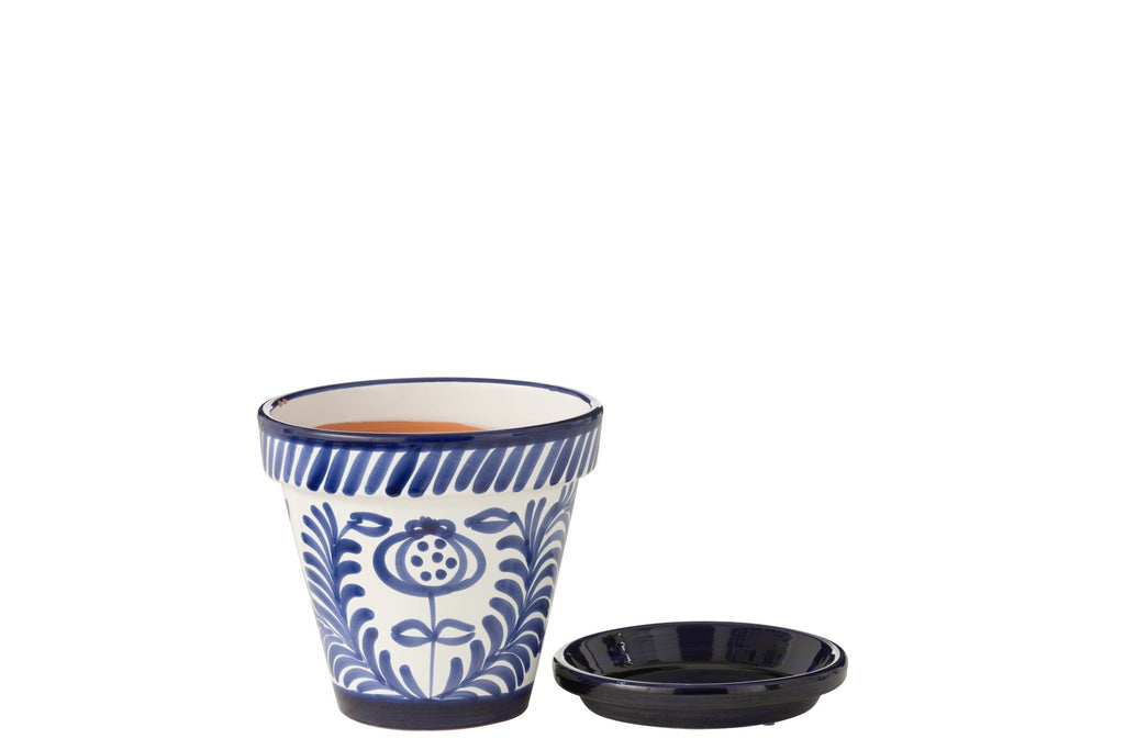 J-Line bloempot Granada - keramiek - blauw - medium - Ø 27 cm