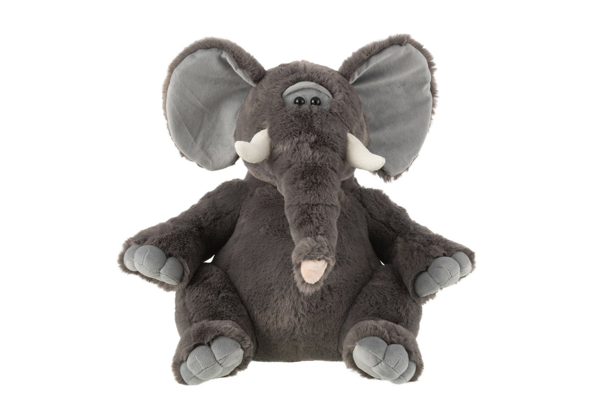 J-Line Olifant Pluche Polyester Grijs Groot