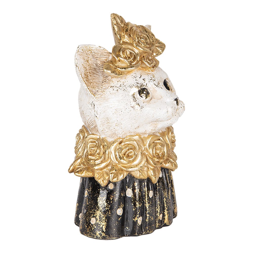 Decoratie Beeld Kat 12x10x18 cm Wit Zwart Kunststof