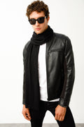 Men Angora sjaal zwart-grey