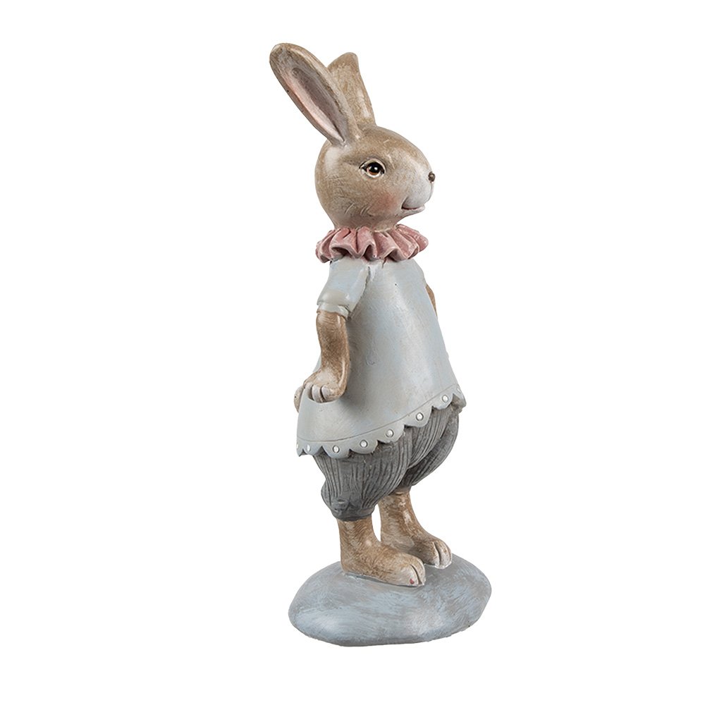 Decoratie Beeld Konijn 19 cm Beige Blauw Kunststof