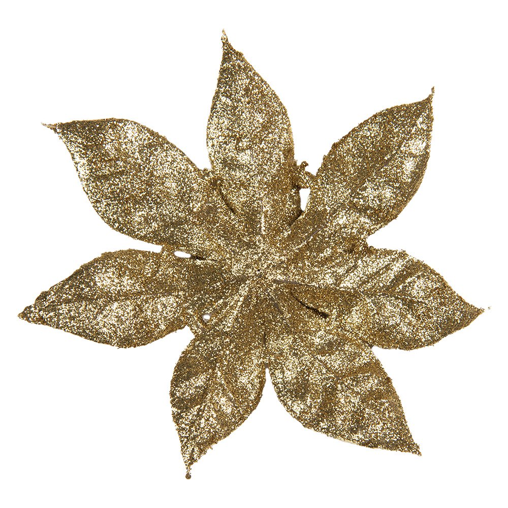 Kunstbloem Kerstster Ø 15x2 cm Goudkleurig Kunststof