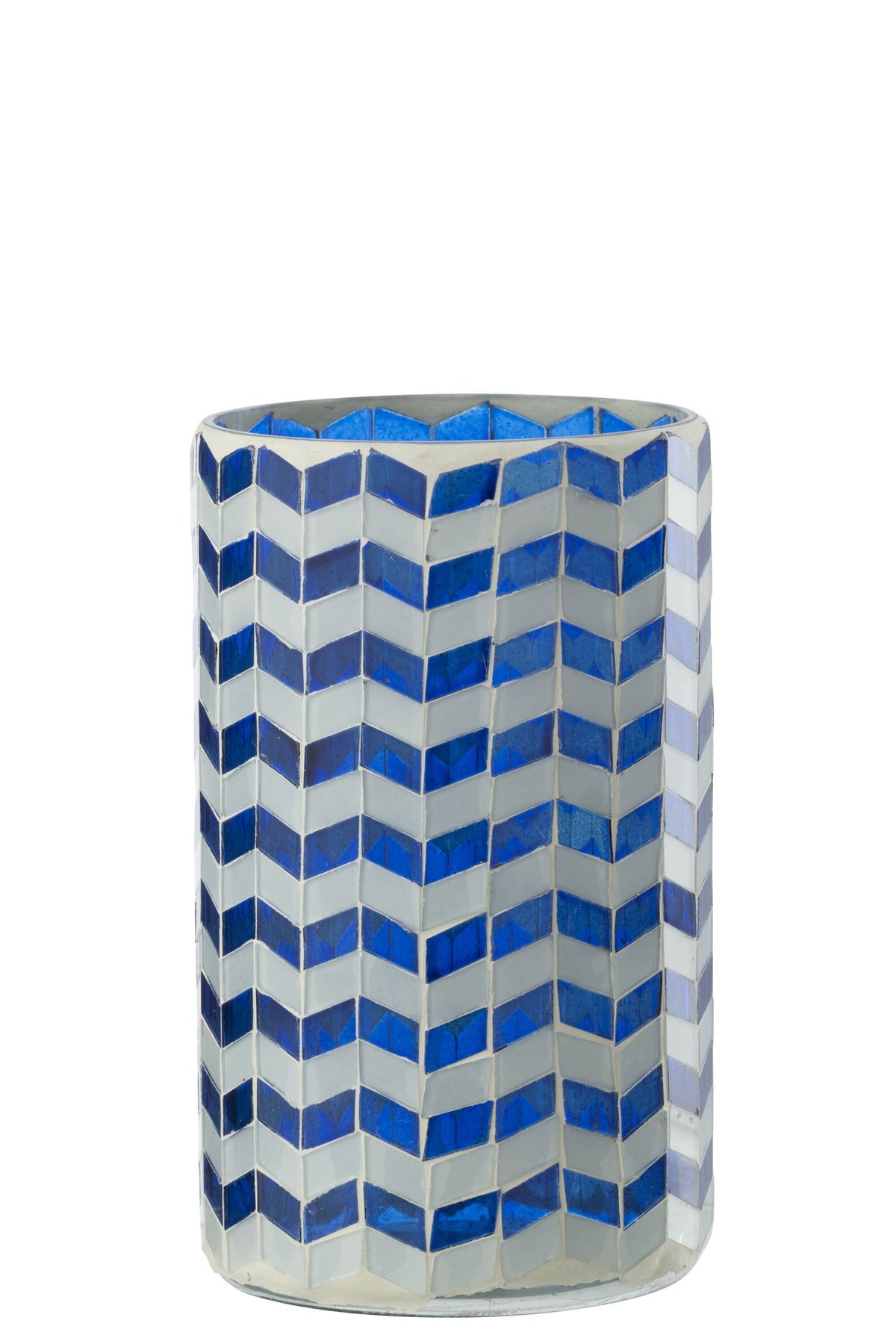 J-Line kaarshouder - glas - blauw/wit - L
