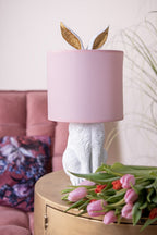 Tafellamp Konijn Ø 20x43 cm Wit Roze Polyresin Bureaulamp