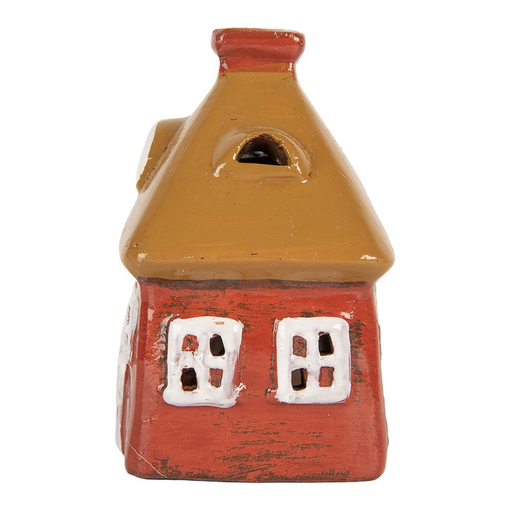 Waxinelichthouder Huis 9x6x10 cm Rood Keramiek