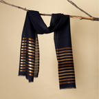 Sjaal | Wolmix Zari Work | Marineblauw
