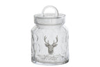 J-Line Voorraadpot met hert - glas - wit/naturel