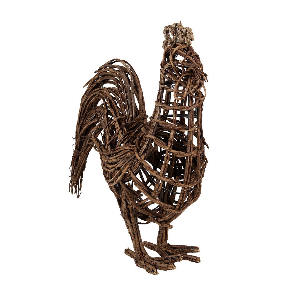 Decoratie Beeld Kip 34x15x39 cm Bruin Rotan