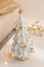 J-Line decoratie Kerstboom Ornamenten - polyresin - wit/goud - S - LED