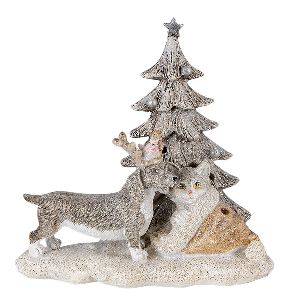 Beeld Dieren 16x10x15 cm LED Grijs Beige Polyresin Dieren