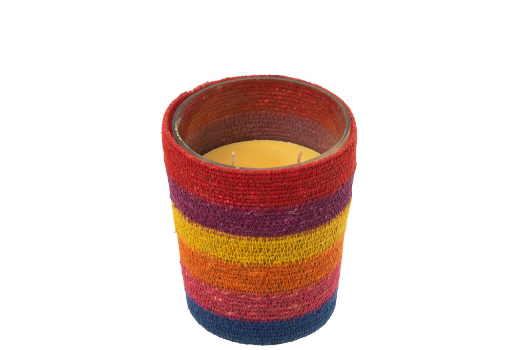 J-Line geurkaars Mand - Woody Aurora - glas - mix - medium - 55U