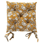 Dutch Decor Judith - Stoelkussen 40x40 cm - Bloemmotief - Met striklinten - Chai Thee - Geel