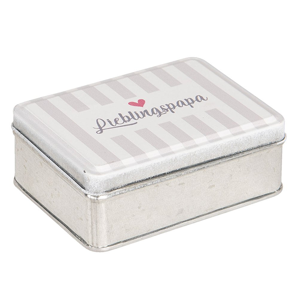 Blikken Bewaardoos Beige, Metaal 10x8x4 cm