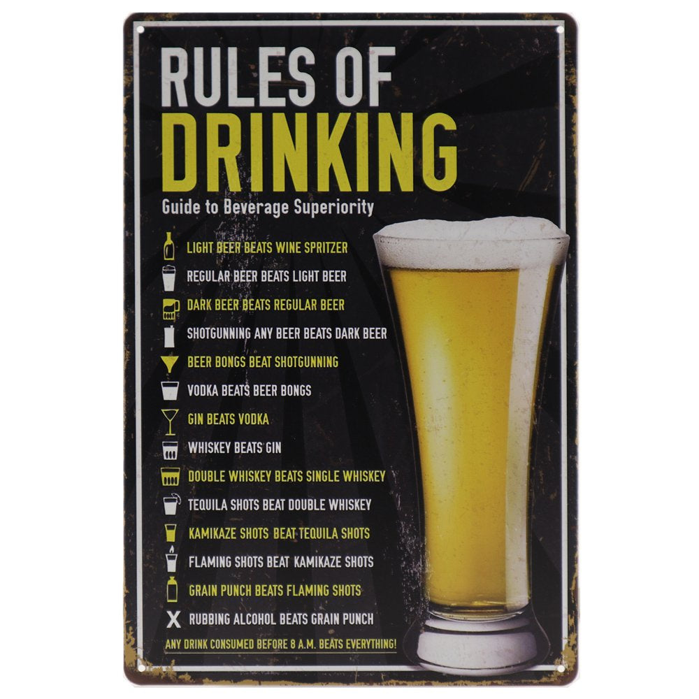 Regels voor het drinken van Retro Wandbord 30x20