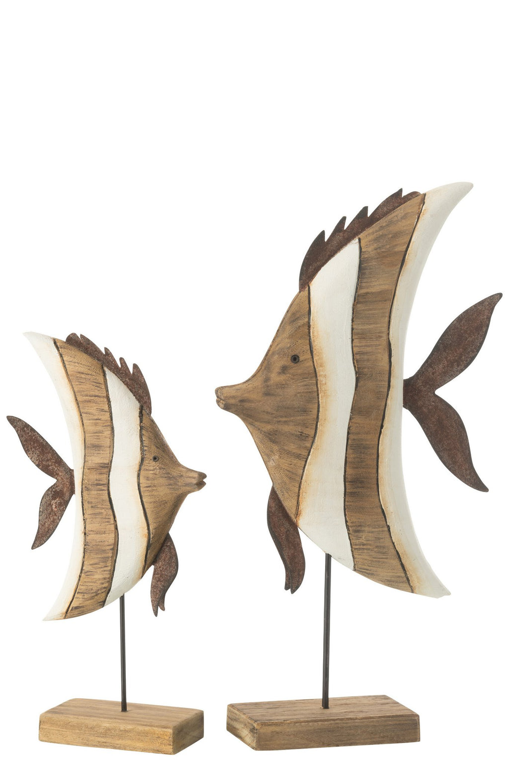 J-Line decoratie Vis Gestreept Op Voet - hout - large