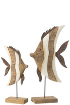 J-Line decoratie Vis Gestreept Op Voet - hout - large
