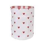 Broodmand Ø 15x16 cm Wit Rood Katoen Hartjes