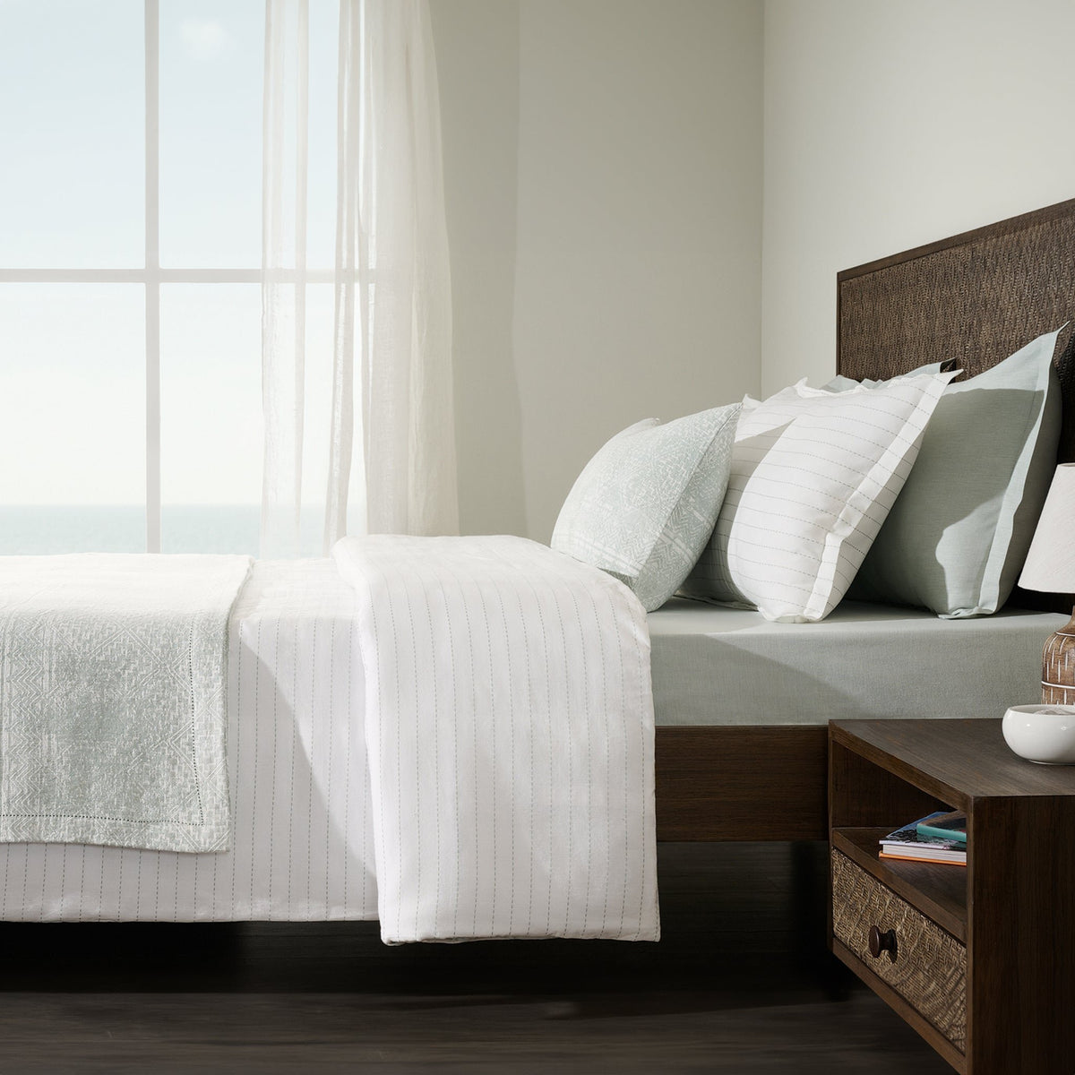 Bedset | Geometrisch motief van jacquard | Koning, 7-delige set | Antiek kantklatergoud