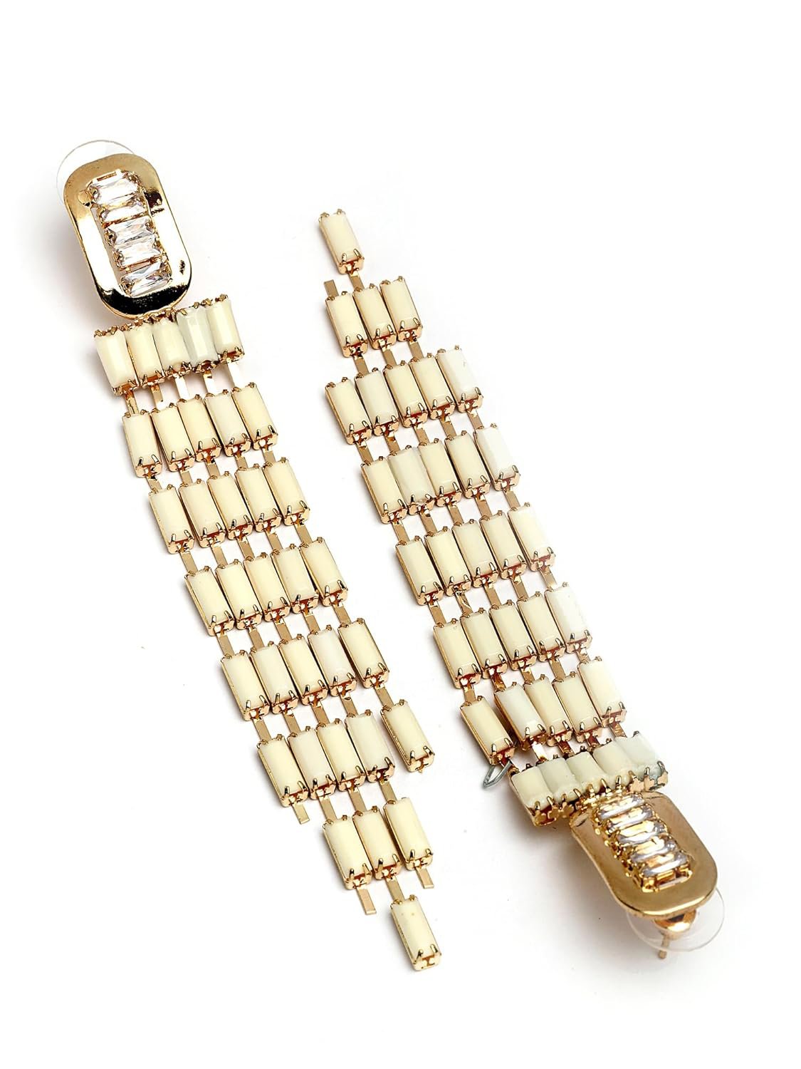Eigentijdse witte oorbellen – mode-sieraden voor dames – vergulde afwerking – winkelvoorraad