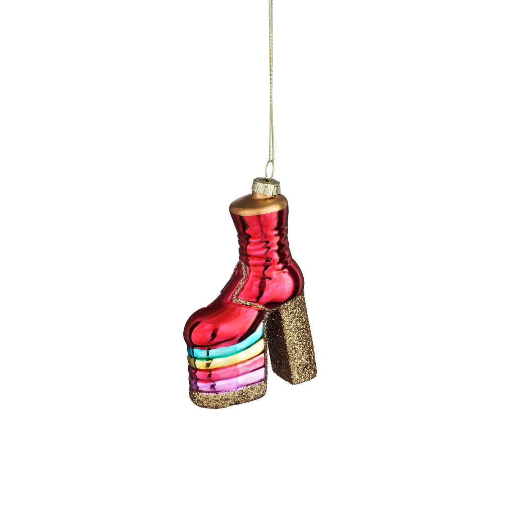 Disco ornament laars glas roze
