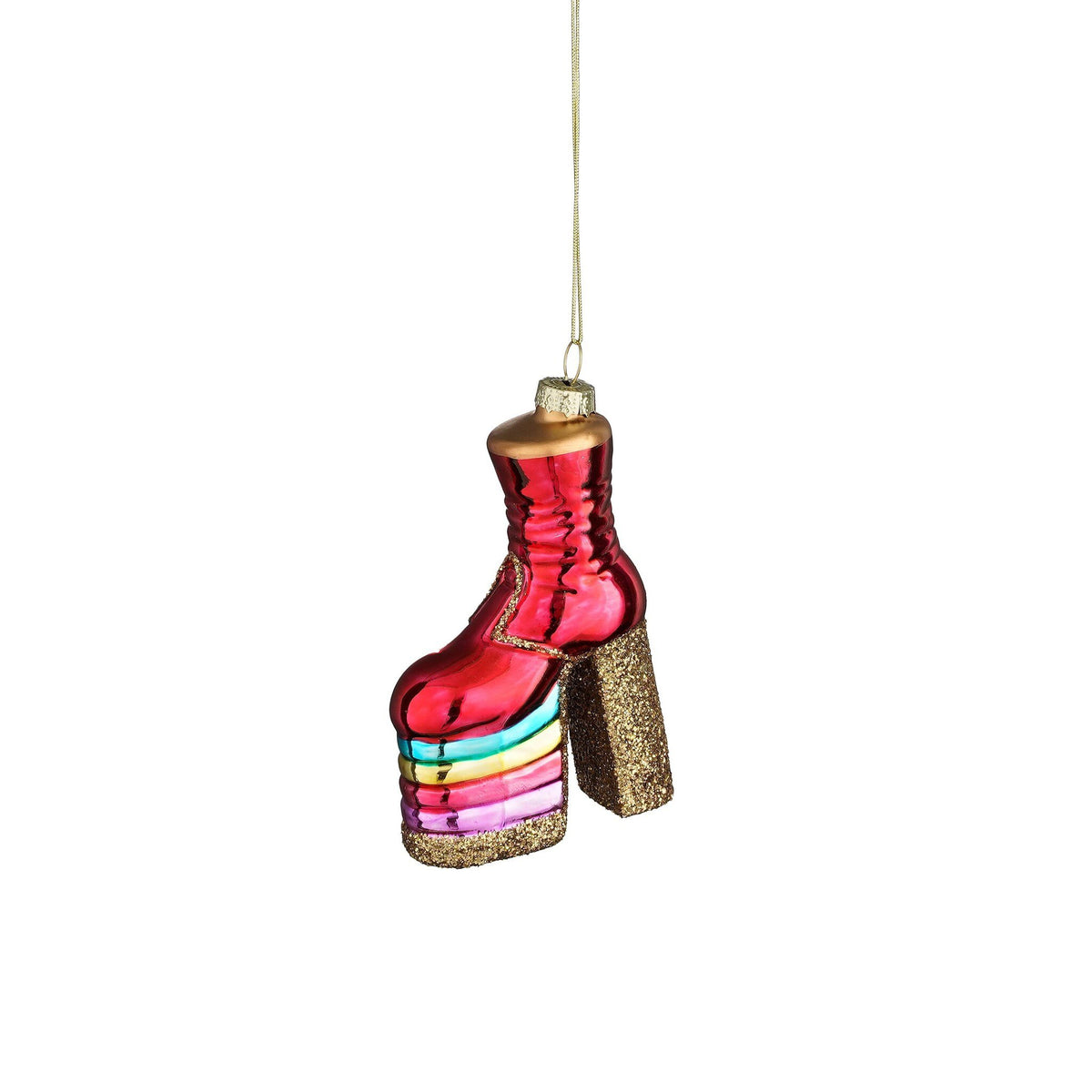 Disco ornament laars glas roze