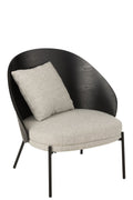 J-Line loungestoel Lone - hout/metaal - zwart/grijs