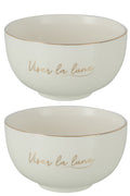 J-Line Viser La Lune kom - porselein - wit/ goud