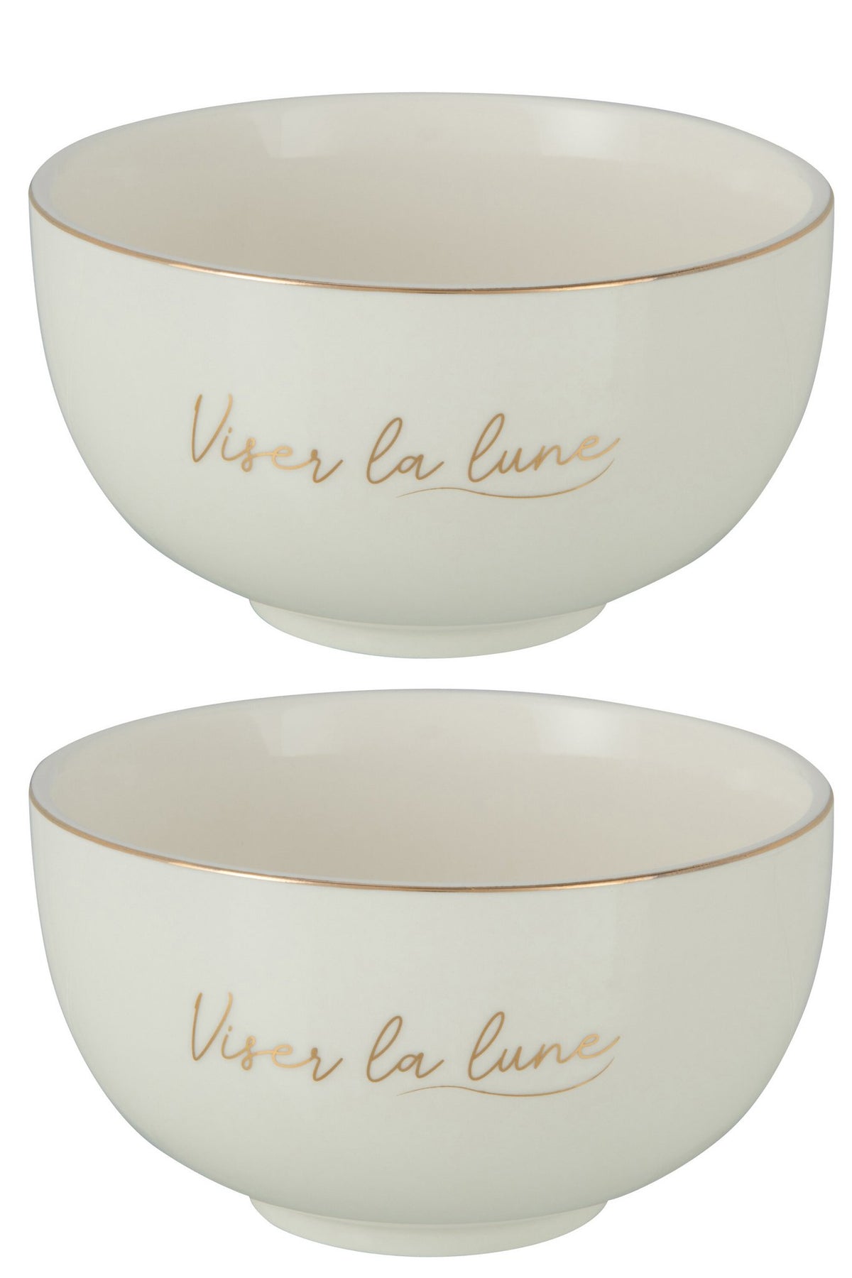 J-Line Viser La Lune kom - porselein - wit/ goud