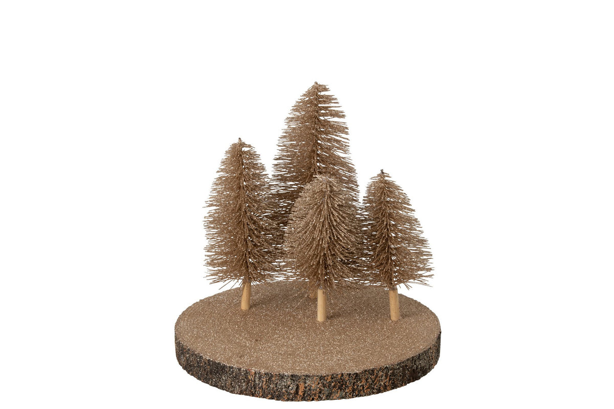 J-Line dienblad Glitterbomen - boomschors - bruin - S