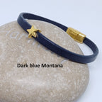 Semplice leren armband tiny star 24K verguld