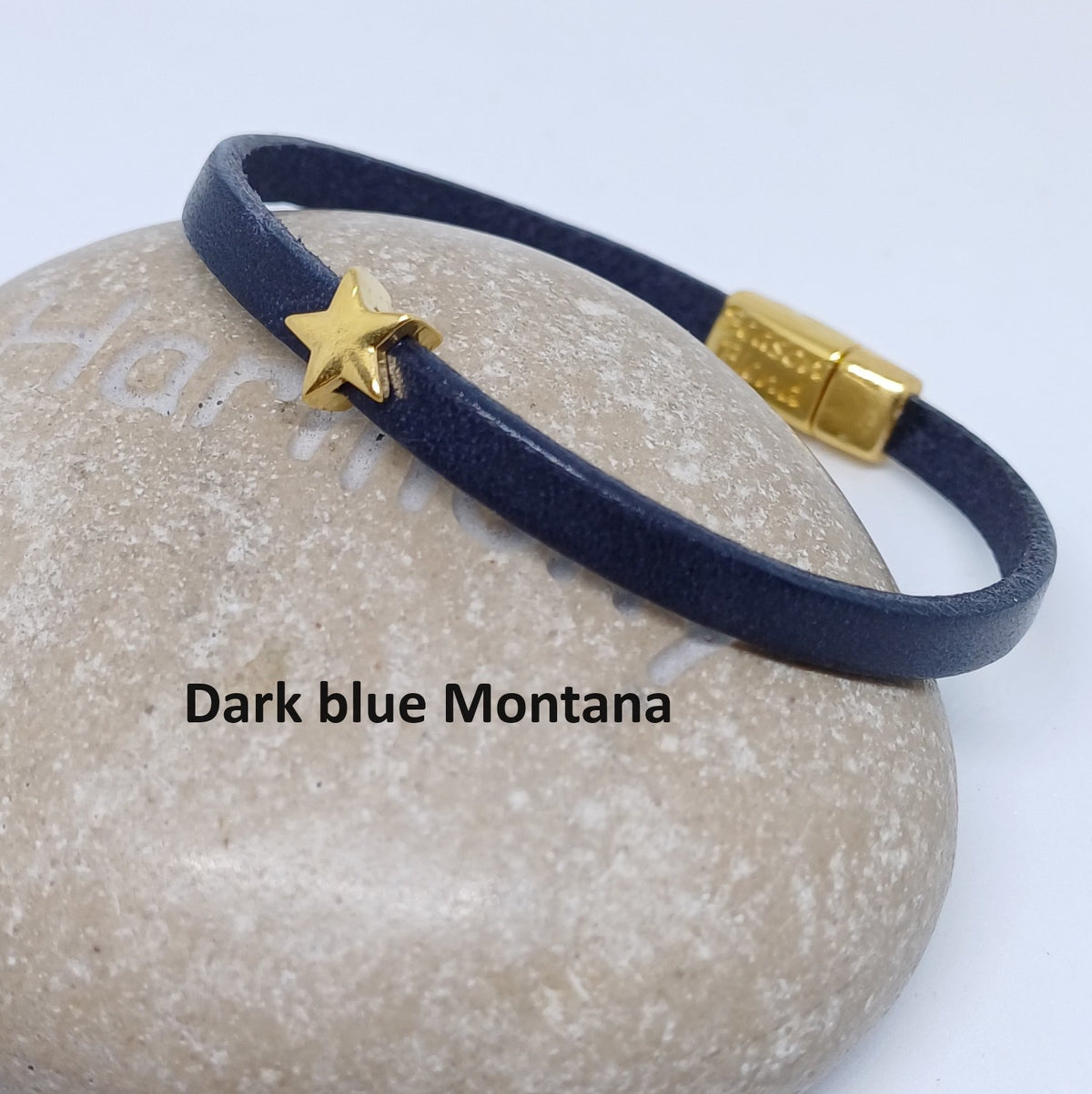 Semplice leren armband tiny star 24K verguld