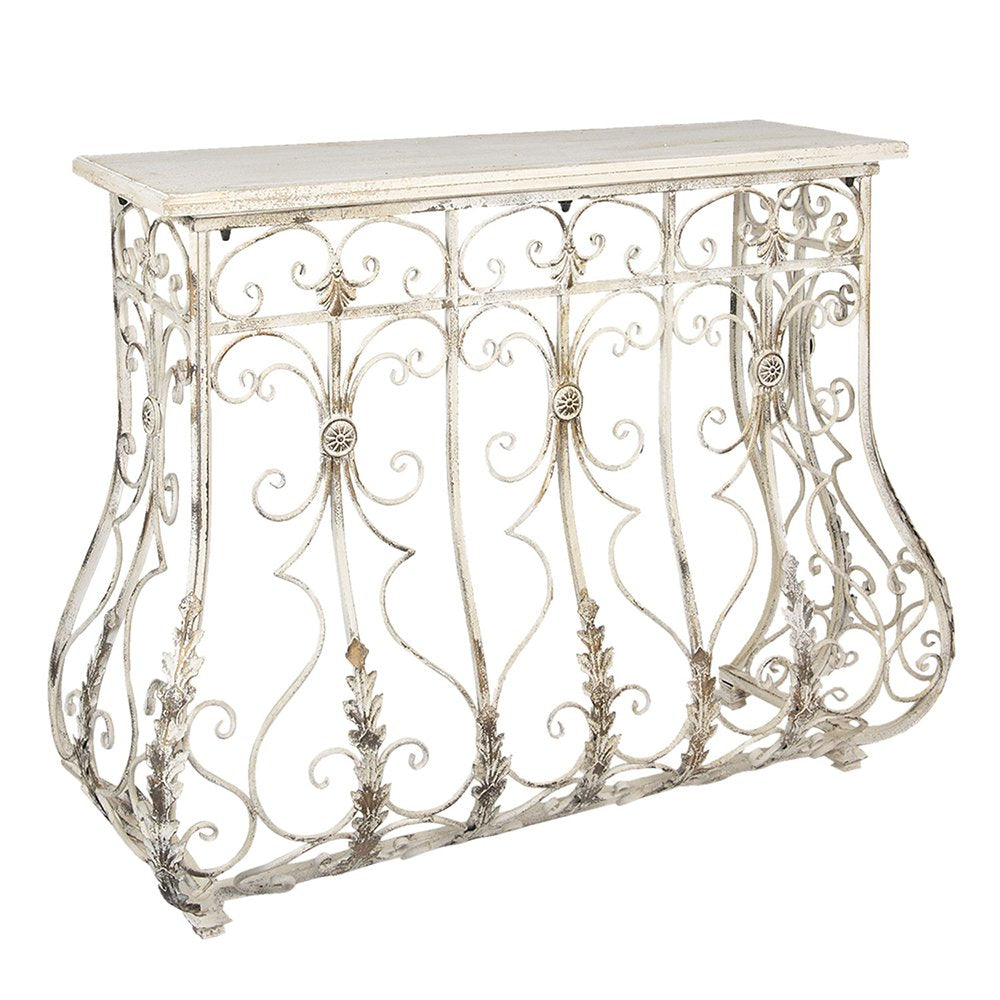Sidetable 126x44x96 cm Wit IJzer Wandtafel