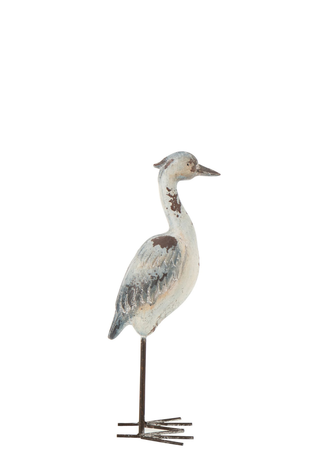 J-Line decoratie Vogel Antiek - polyresin - blauw/wit - S