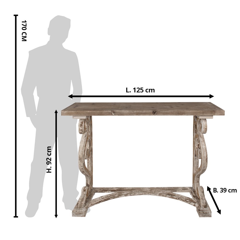 Sidetable 125x39x92 cm Bruin Hout Wandtafel