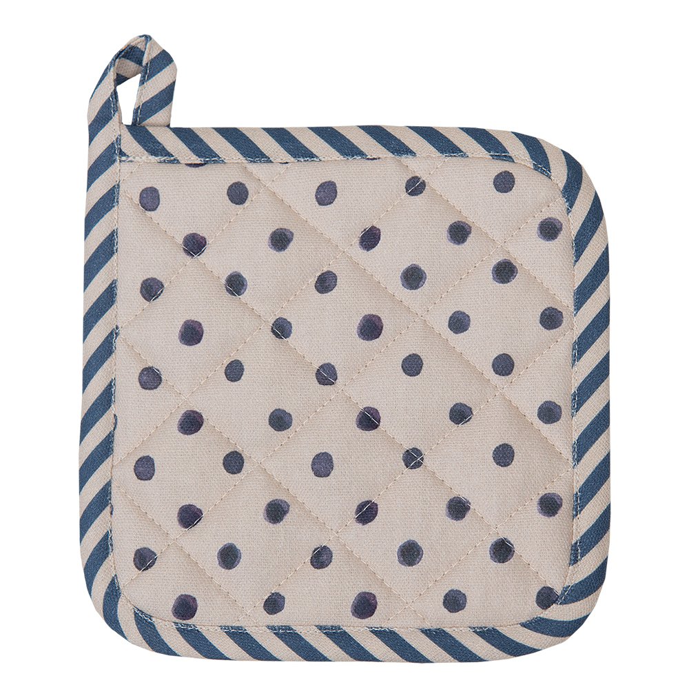 Kind Pannenlap 16x16 cm Beige Blauw Katoen Bos Dieren Herfst Afgiet Pannenlap