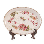 Onderbord 25x18x3 cm Beige Keramiek Bloemen