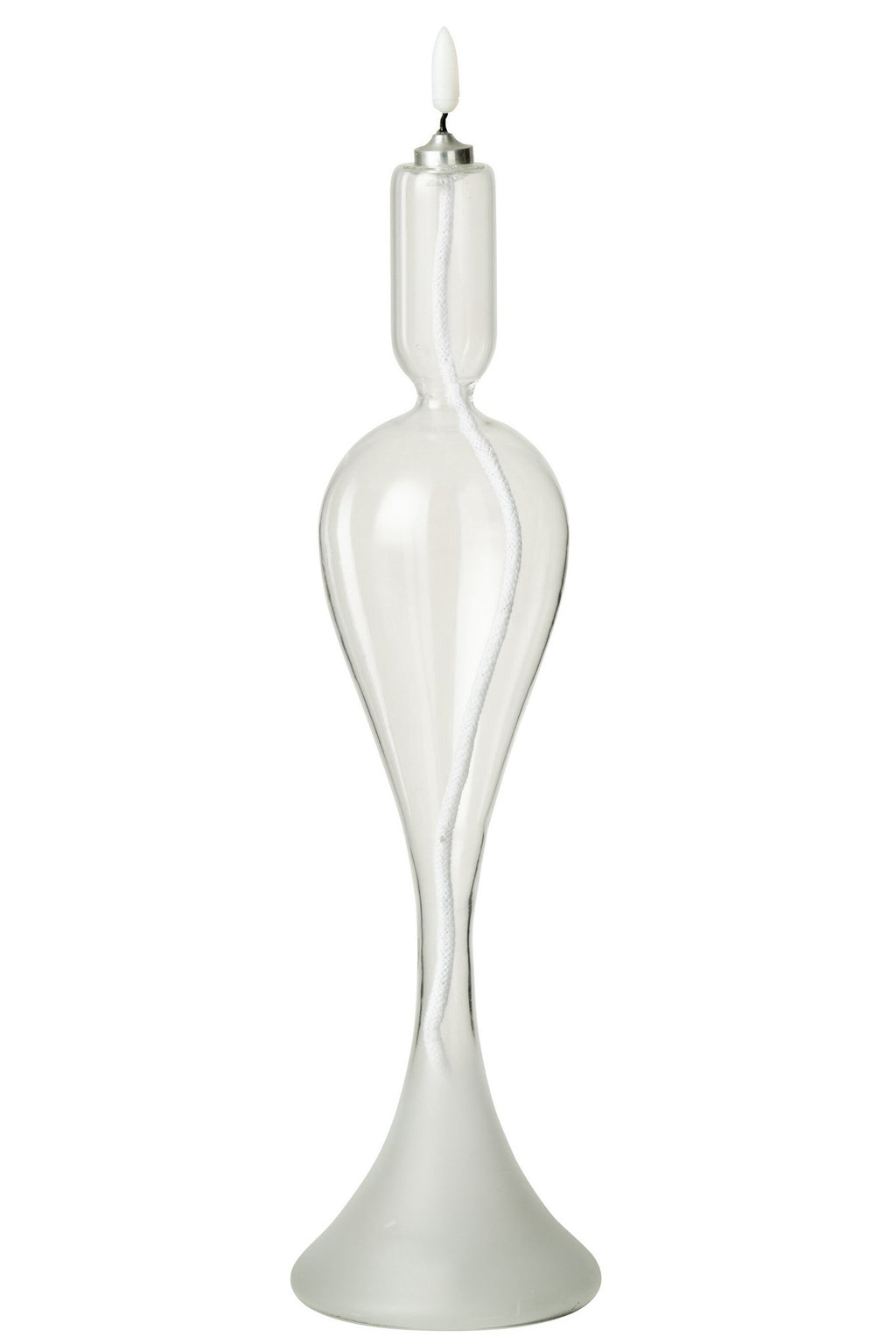 J-Line kaars - glas - transparant - L - LED lichtjes