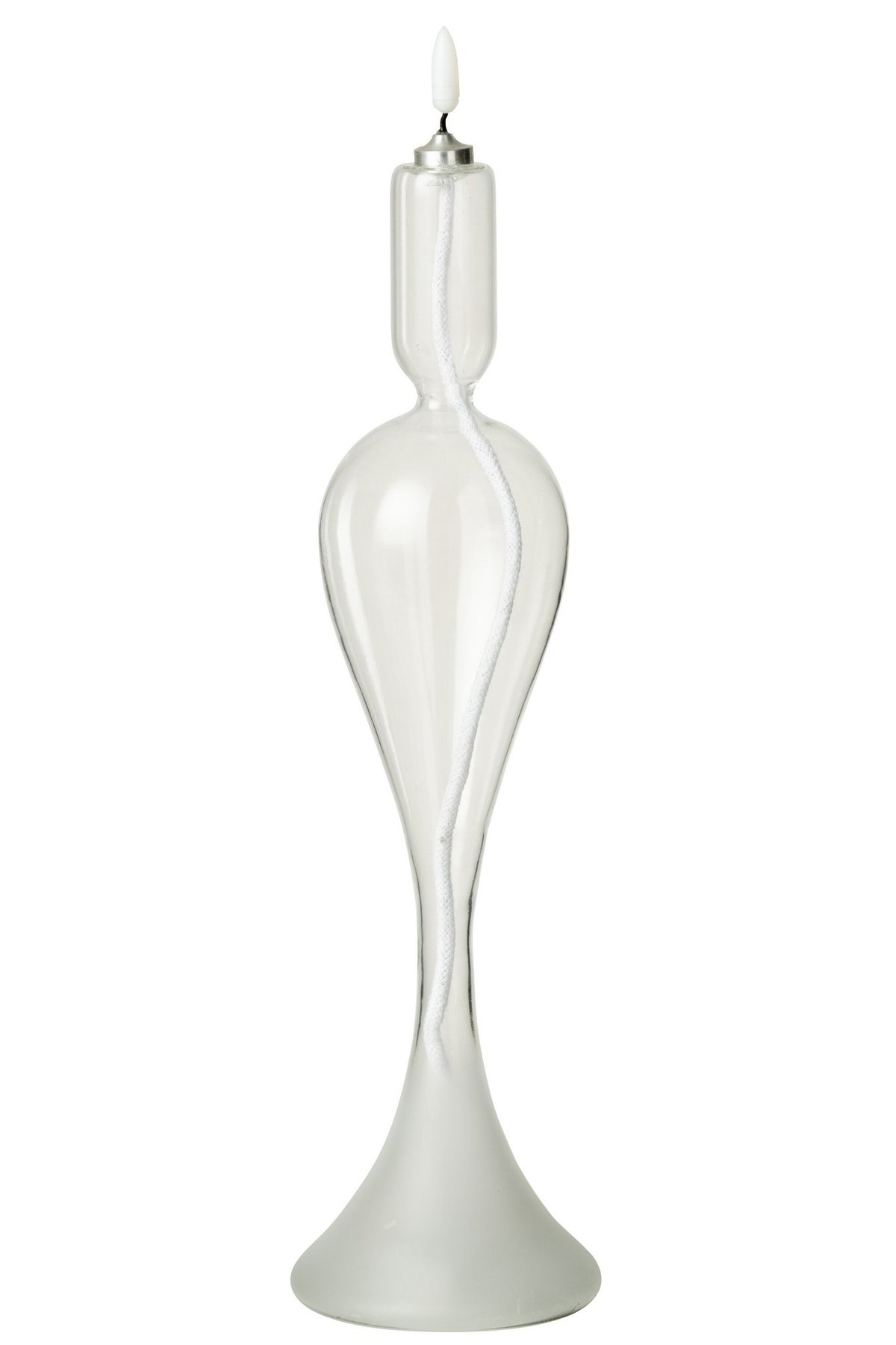 J-Line kaars - glas - transparant - L - LED lichtjes