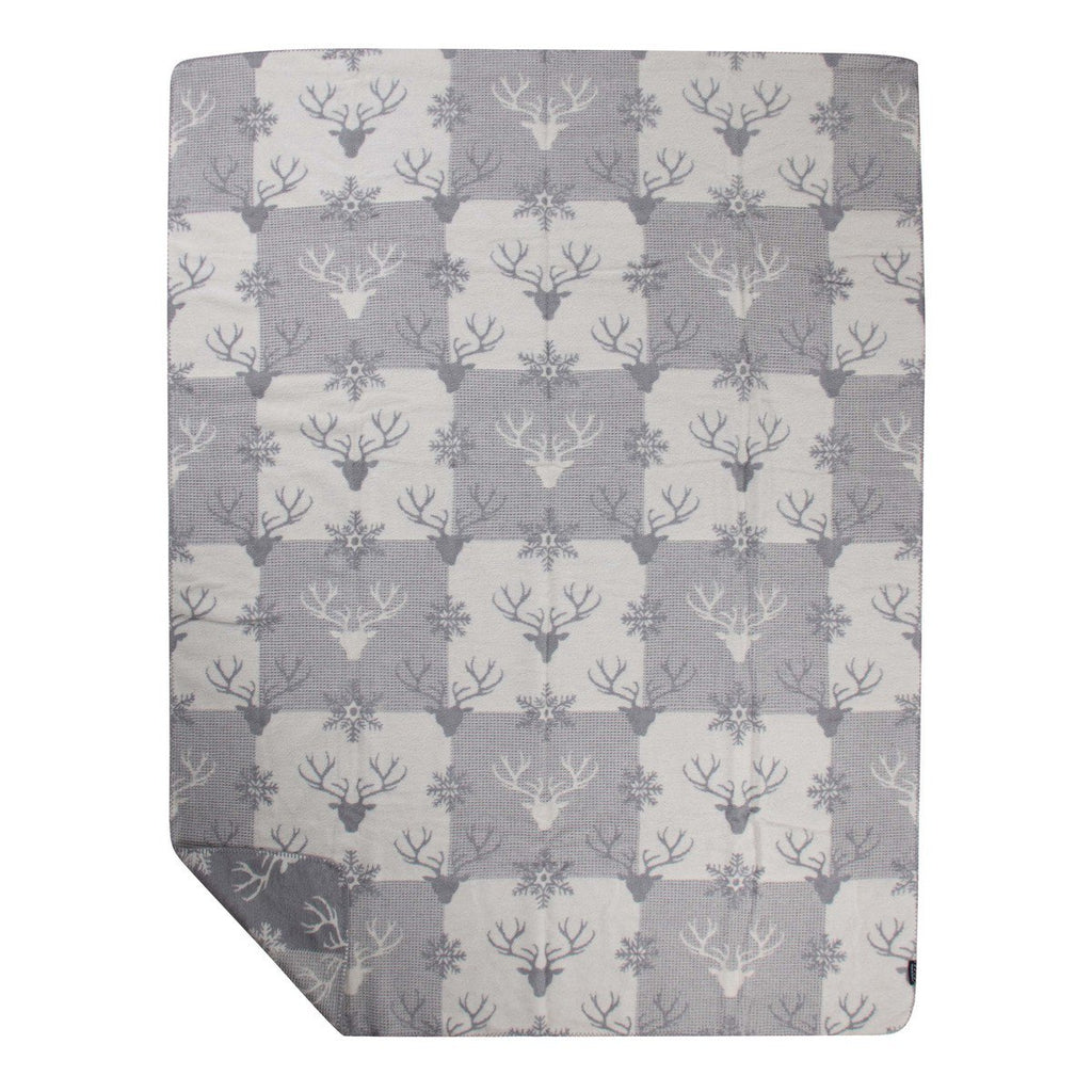 Plaid Wafel hertenpatroon blauw grijs 150x200cm
