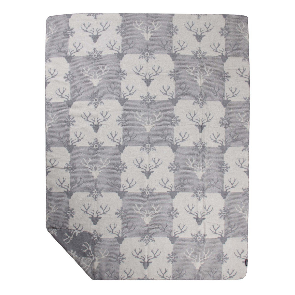 Plaid Wafel hertenpatroon blauw grijs 150x200cm