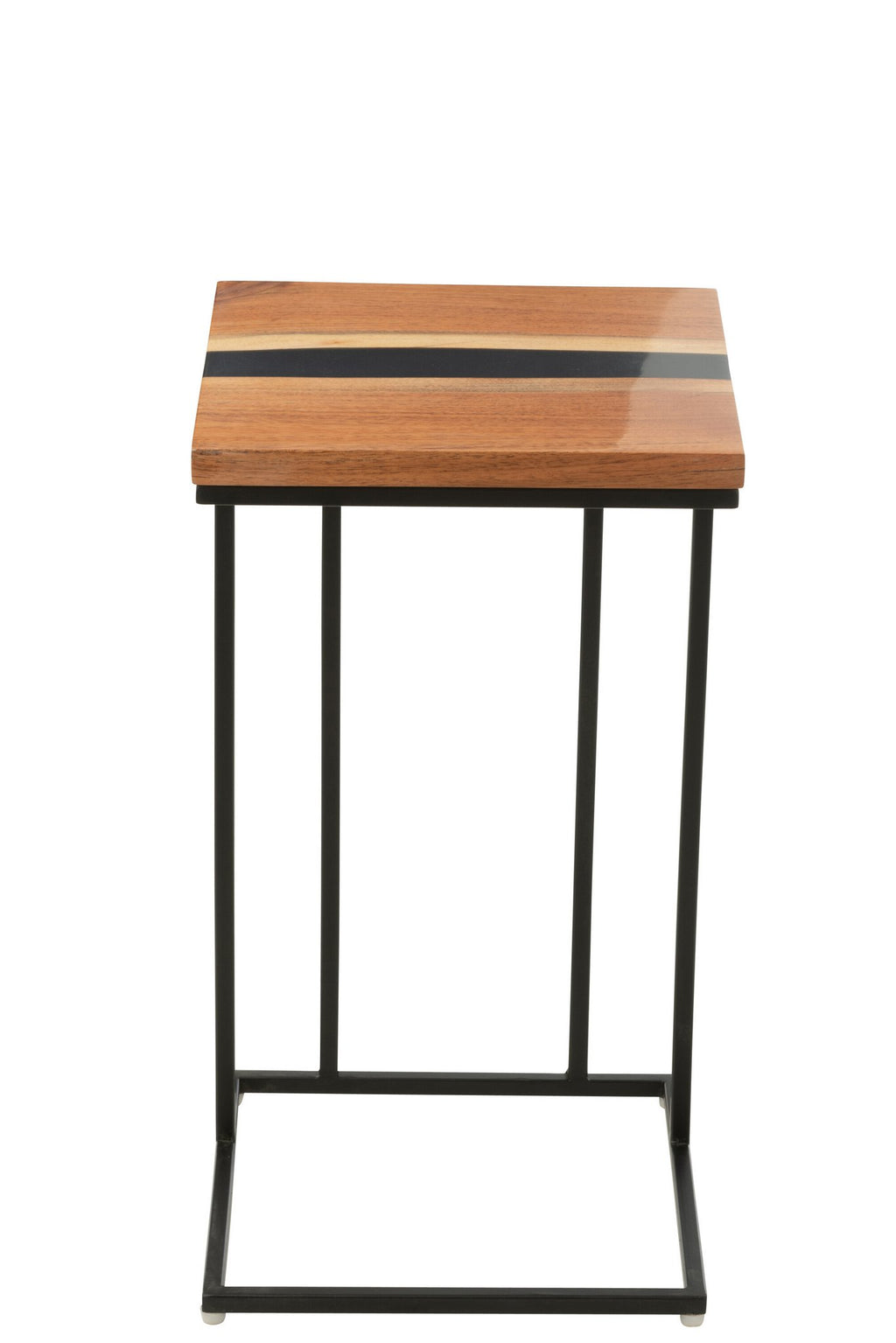 J-Line bijzettafel Vierkant - hout/epoxyhars - naturel/zwart